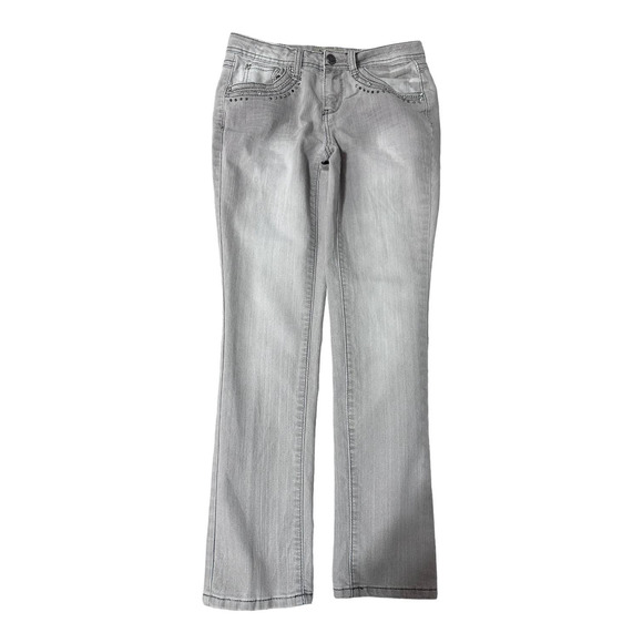 Earl Jeans Denim - Earl Jean Light Gray Embellished Pocket Straight Leg Jeans Size 2P